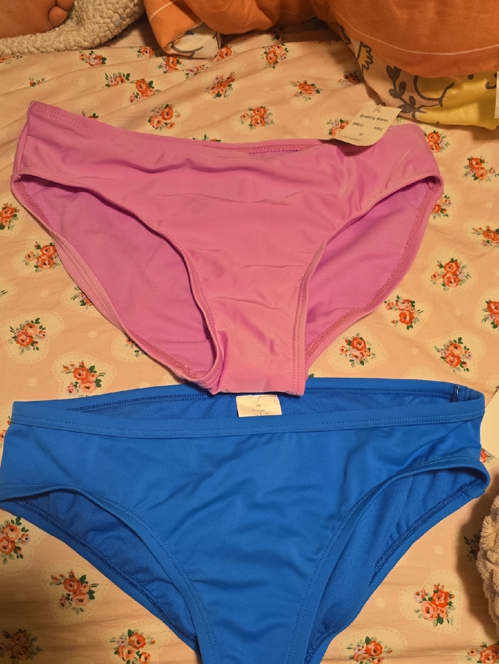 Two Bikini Bottoms - Lavender Pink & Bright Blue